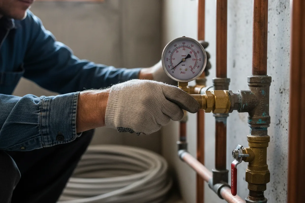 Pressure testing a repaired line during Water Line Repair in Alderpoint